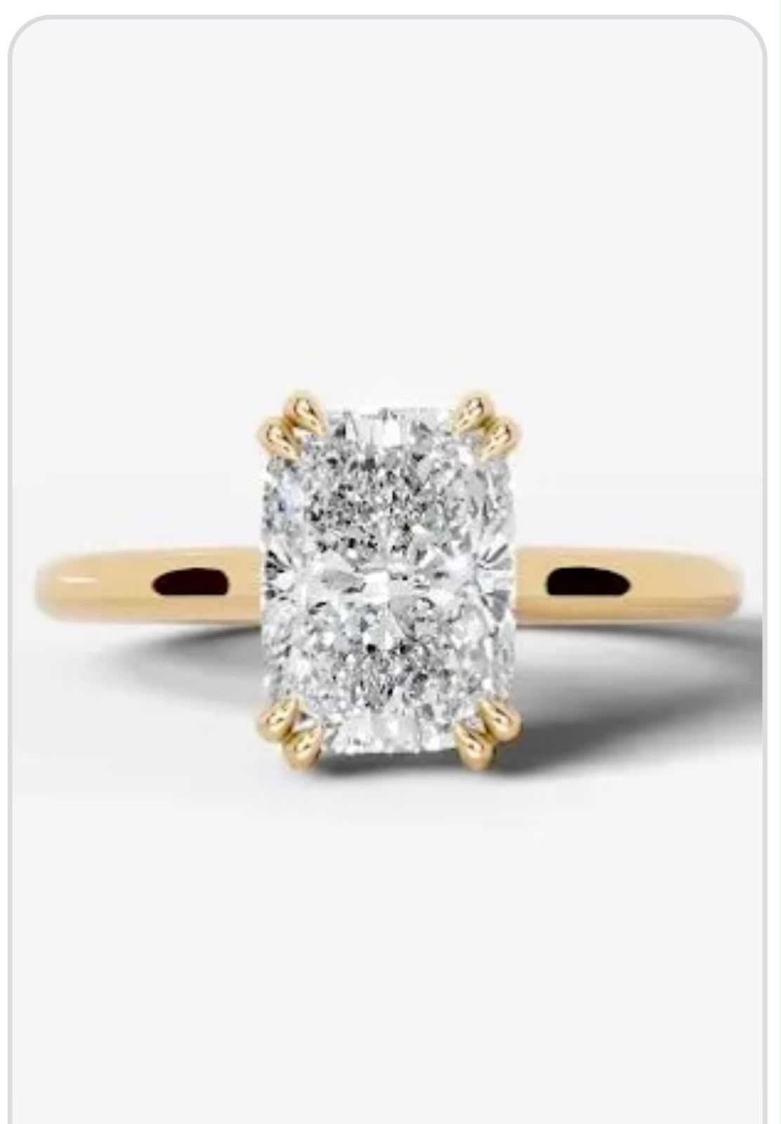 KIK TIKTOK LIVESTREAM 2-1 deposit LINK , solid 14K yellow Gold 4ct Elongated cushion 1.4 ratio E vvs2 size 7