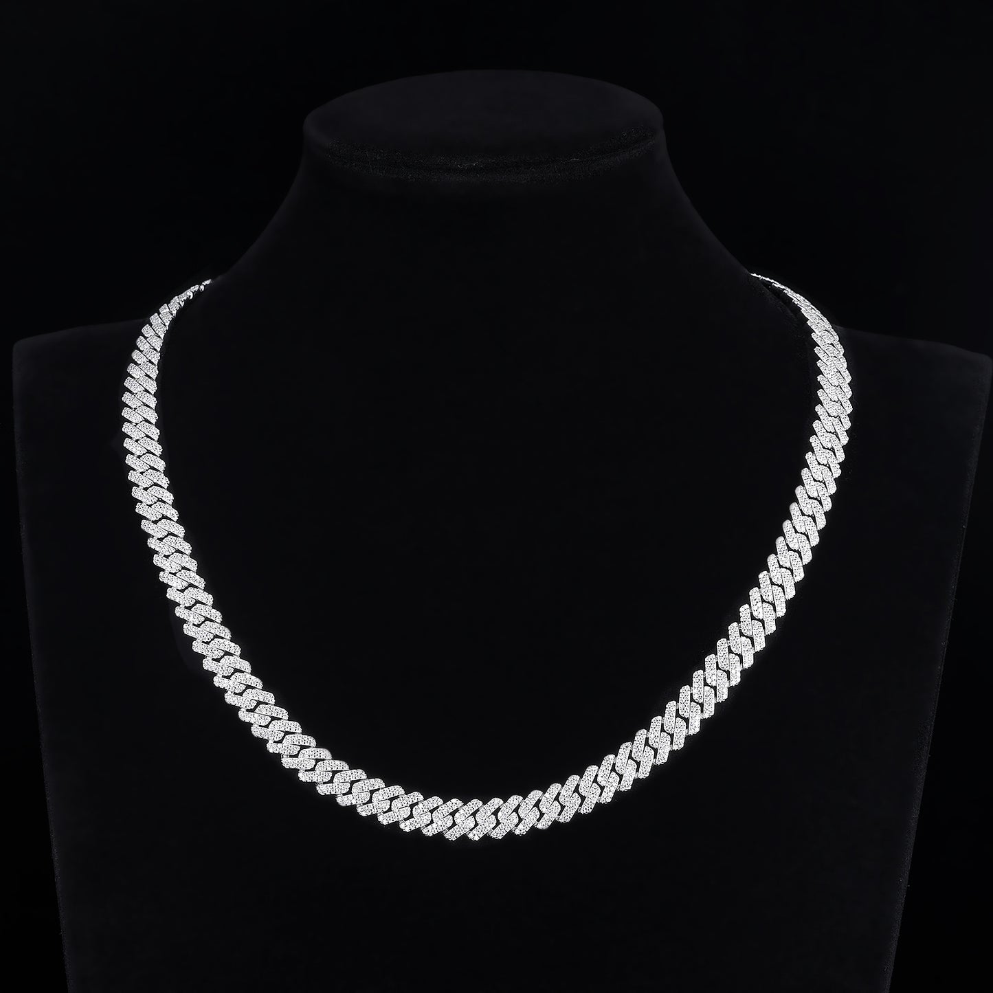 MOISSANITE Prong 8mm Rounded Prong Cuban Link Chain Necklace Choker Bracelet,Solid 925 Sterling Silver6.5"- 24" LengthsPASSES DIAMOND Tester