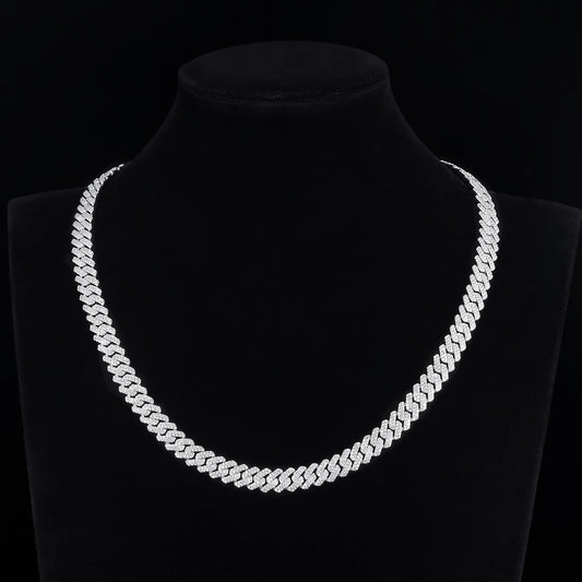 MOISSANITE Prong 8mm Rounded Prong Cuban Link Chain Necklace Choker Bracelet,Solid 925 Sterling Silver6.5"- 24" LengthsPASSES DIAMOND Tester