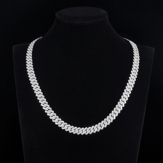 MOISSANITE Prong 10mm Rounded Prong Cuban Link Chain Necklace Choker Bracelet,Solid 925 Sterling Silver6.5"-24" LengthsPASSES DIAMOND Tester