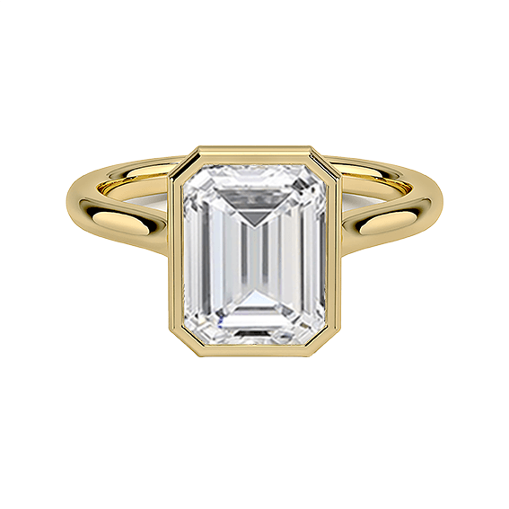 14k 2.7ct Emerald Bezel Setting Engagement Ring Lab Diamond (EM 4180)