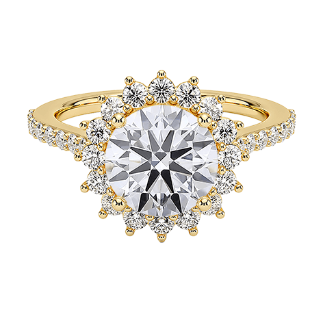Sunflower Halo Lab Diamond Engagement Ring Round Brilliant Cut 1.5ct (RD 1149)