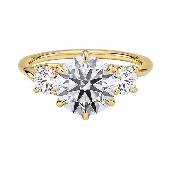 Three Stone 2ct E VVS2 Round Brilliant Cut Six Prong Lab Diamond Ring (RD 1147)