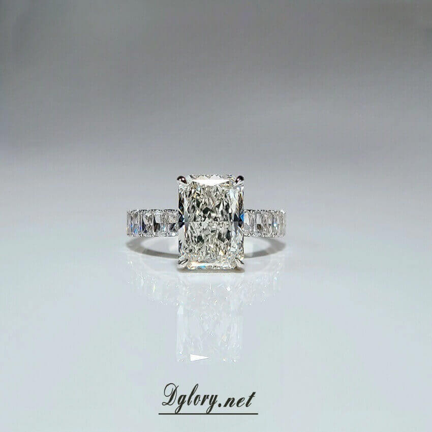 Lab Grown Diamond Ring,14K Gold 3.5 CT, F VS1, Radiant Cut Lab Diamond Engagement Ring,IGI Certified, Hidden Halo 2*3mm ,Lab Radiant Half Band (ST 0004)