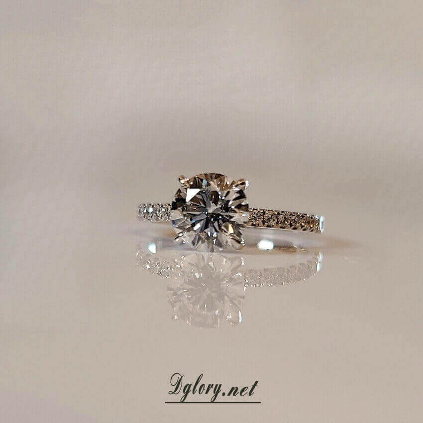 Lab Diamond Engagement Ring, 14K , 1.5CT, D VS1, Lab Round Cut, IGI Certified, Lab Created Engagement Ring, Peved Band Hidden Halo Gift 4Her   (ST 0013)