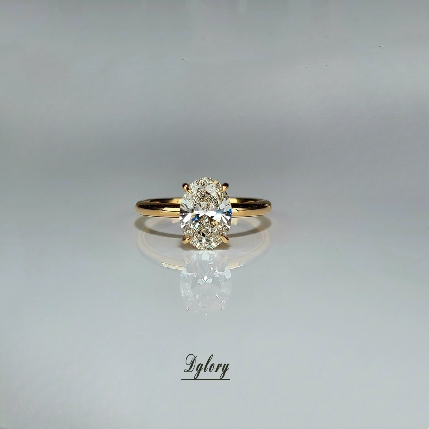 Lab Grown Diamond Ring,14K Gold 1.5 CT, E VVS2, Oval Cut Lab Created Diamond Engagement Ring, IGI Certified, Engagement Ring, Plain Setting (ST 0006)