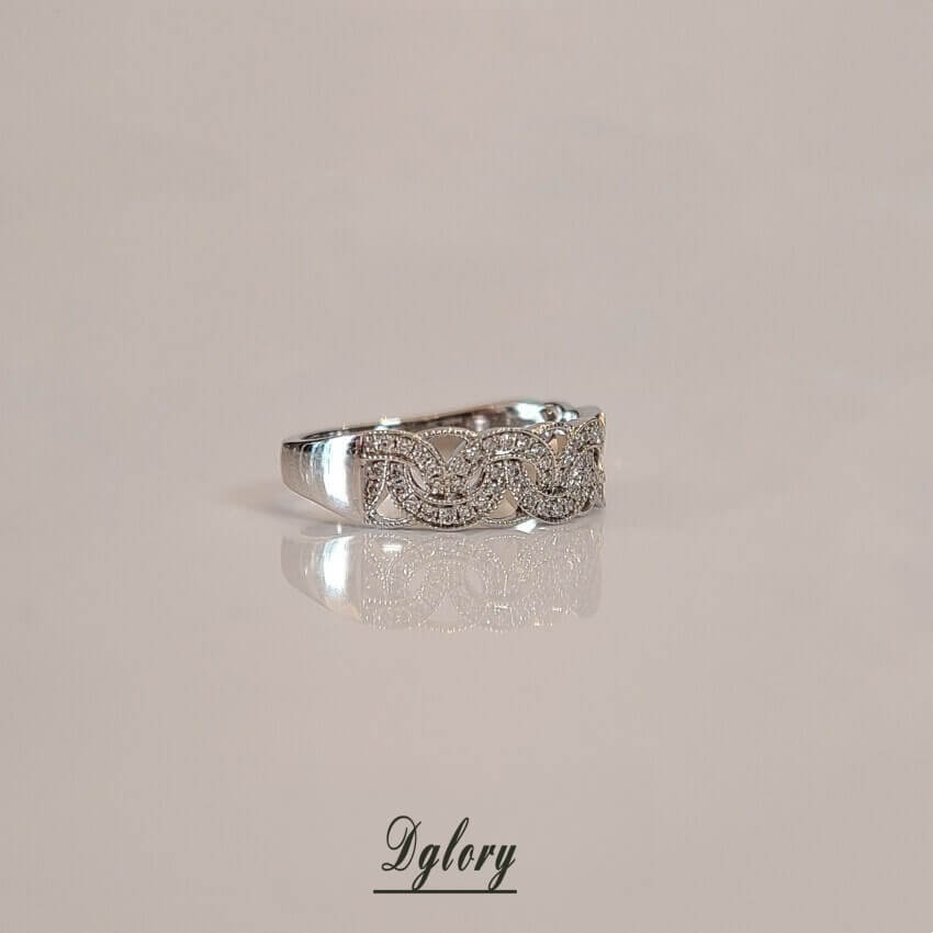 Solid 14K Whiter Gold Lab Flower Design Diamond Half Eternity Band EF VS Lab Grown Created Diamond  Anniversary Gift 4 WifeWedding Ring Band