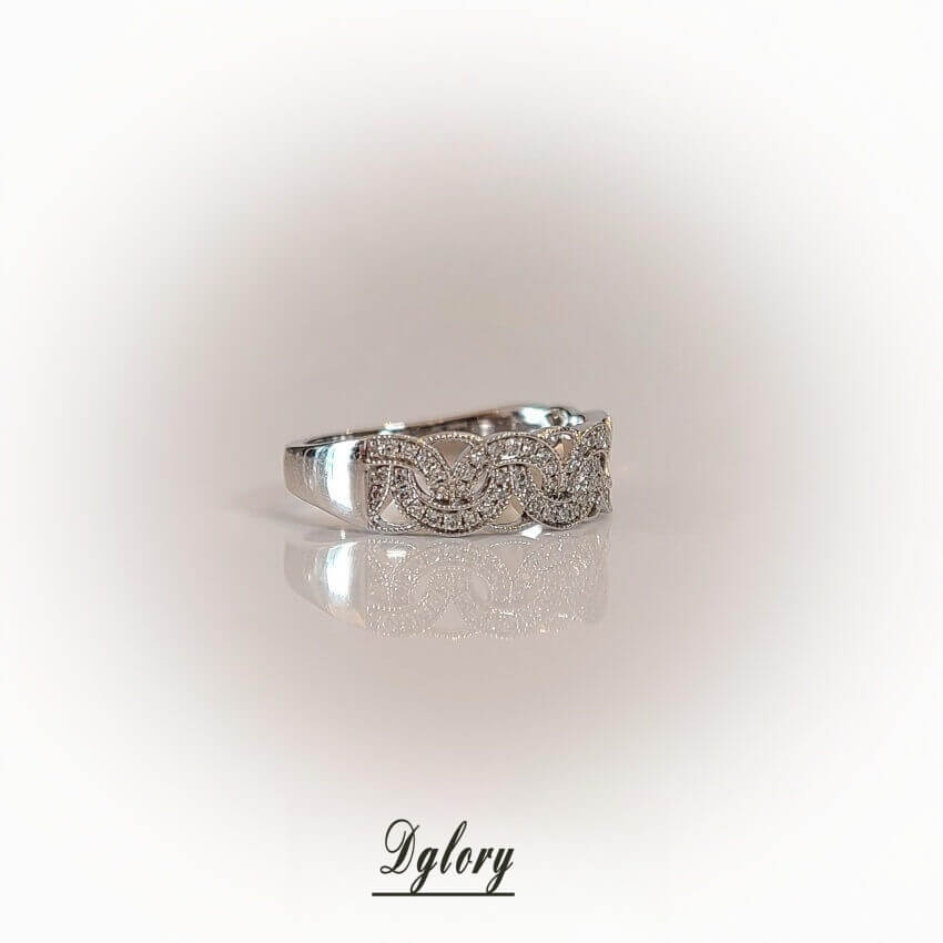 Solid 14K Whiter Gold Lab Flower Design Diamond Half Eternity Band EF VS Lab Grown Created Diamond  Anniversary Gift 4 WifeWedding Ring Band