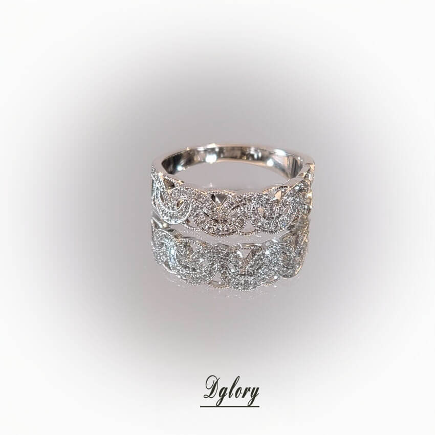 Solid 14K Whiter Gold Lab Flower Design Diamond Half Eternity Band EF VS Lab Grown Created Diamond  Anniversary Gift 4 WifeWedding Ring Band