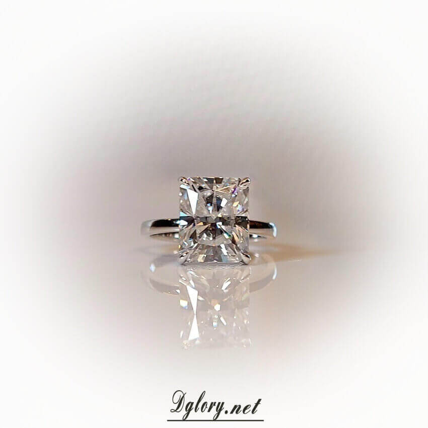 14K 4CT Radiant Moissanite Cut 8x10mm Hidden Halo 8x10mm , Moissanite Engagement Ring, GRA Certified, Plain Band, Gift for Her, Radiant Cut
