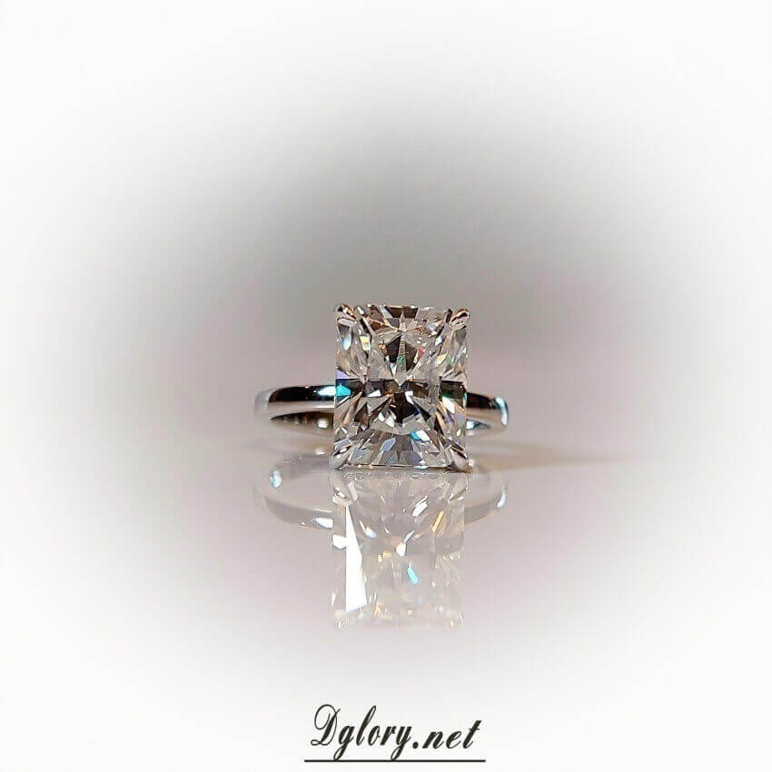 14K 4CT Radiant Moissanite Cut 8x10mm Hidden Halo 8x10mm , Moissanite Engagement Ring, GRA Certified, Plain Band, Gift for Her, Radiant Cut
