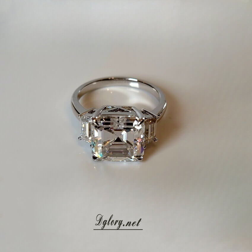 5CT Center Asscher Moissanite D VVS1, 14K Gold Asscher Cut, Moissanite Engagement Ring, GRA Certified,  Side Baguette Moissanite, Gift 4 Her