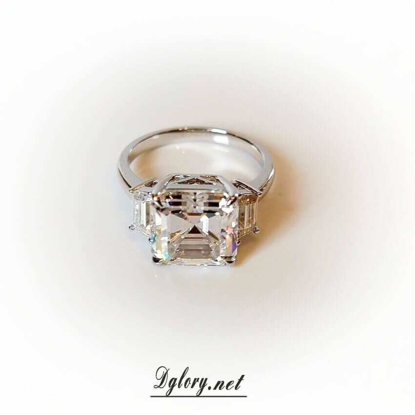 5CT Center Asscher Moissanite D VVS1, 14K Gold Asscher Cut, Moissanite Engagement Ring, GRA Certified,  Side Baguette Moissanite, Gift 4 Her
