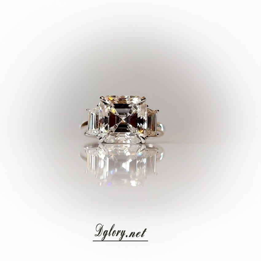 5CT Center Asscher Moissanite D VVS1, 14K Gold Asscher Cut, Moissanite Engagement Ring, GRA Certified,  Side Baguette Moissanite, Gift 4 Her