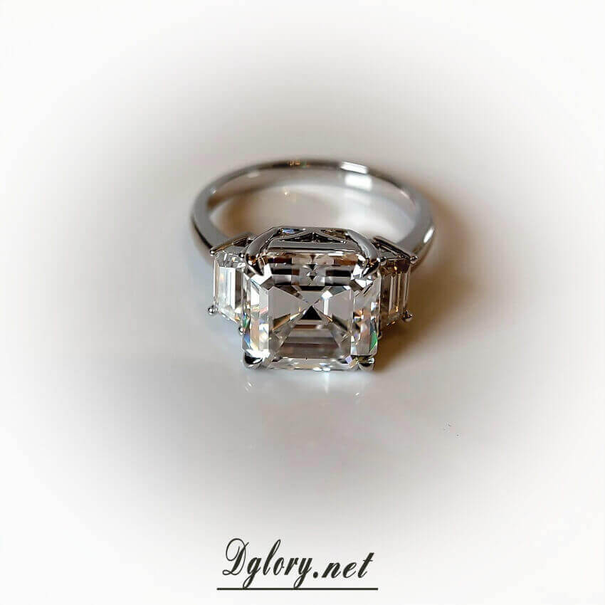 5CT Center Asscher Moissanite D VVS1, 14K Gold Asscher Cut, Moissanite Engagement Ring, GRA Certified,  Side Baguette Moissanite, Gift 4 Her