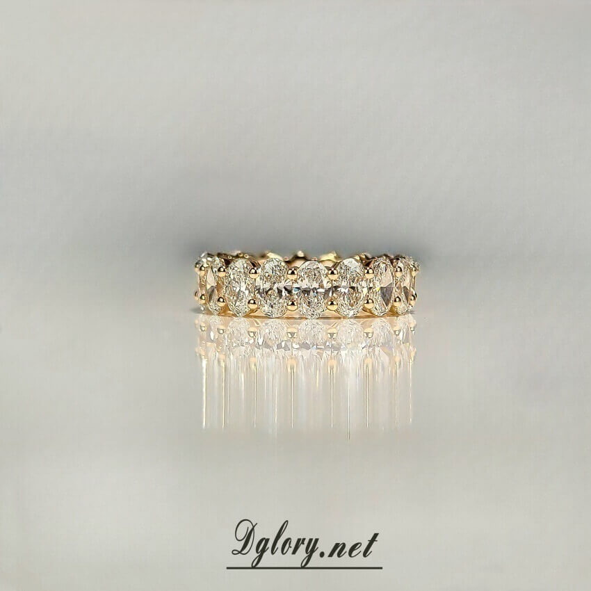 Solid 14K Yellow Gold Lab Oval Diamond 3.5×5.5mm Eternity Band approx 5.5tcw EF VS Lab Grown Created Diamond Band For HerWedding Ring Band