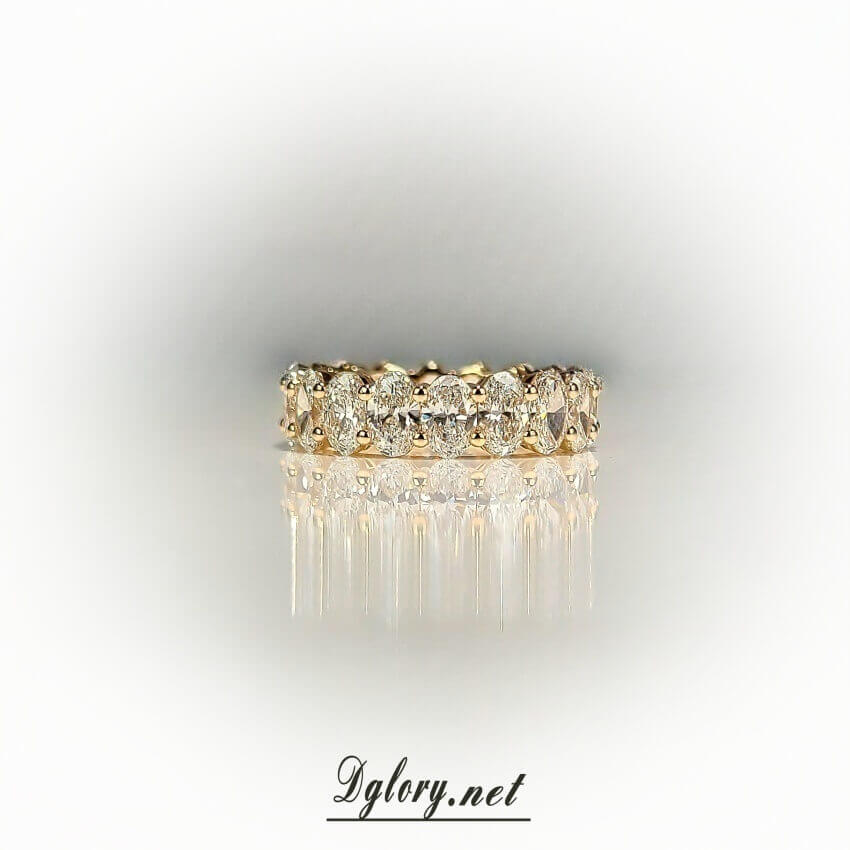 Solid 14K Yellow Gold Lab Oval Diamond 3.5×5.5mm Eternity Band approx 5.5tcw EF VS Lab Grown Created Diamond Band For HerWedding Ring Band