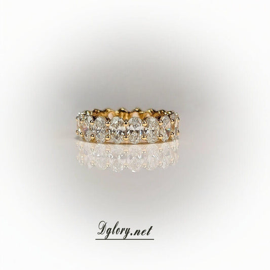 Solid 14K Yellow Gold Lab Oval Diamond 3.5×5.5mm Eternity Band approx 5.5tcw EF VS Lab Grown Created Diamond Band For HerWedding Ring Band