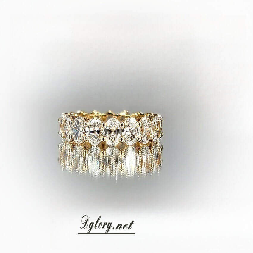 Solid 14K Yellow Gold Lab Oval Diamond 3.5×5.5mm Eternity Band approx 5.5tcw EF VS Lab Grown Created Diamond Band For HerWedding Ring Band