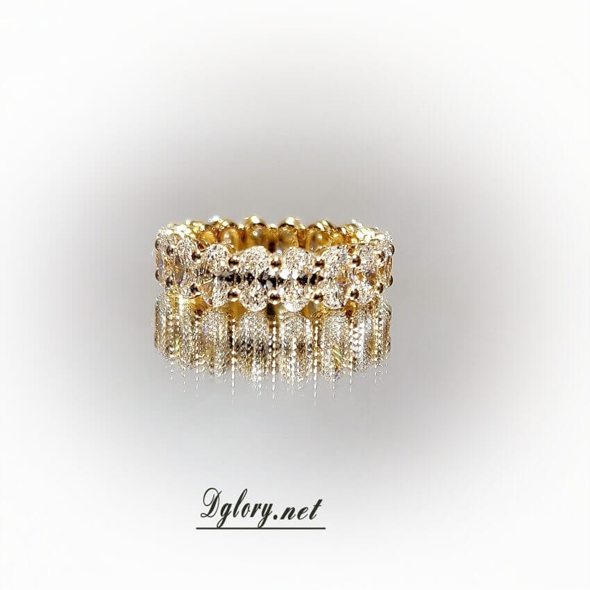 Solid 14K Yellow Gold Lab Oval Diamond 3.5×5.5mm Eternity Band approx 5.5tcw EF VS Lab Grown Created Diamond Band For HerWedding Ring Band