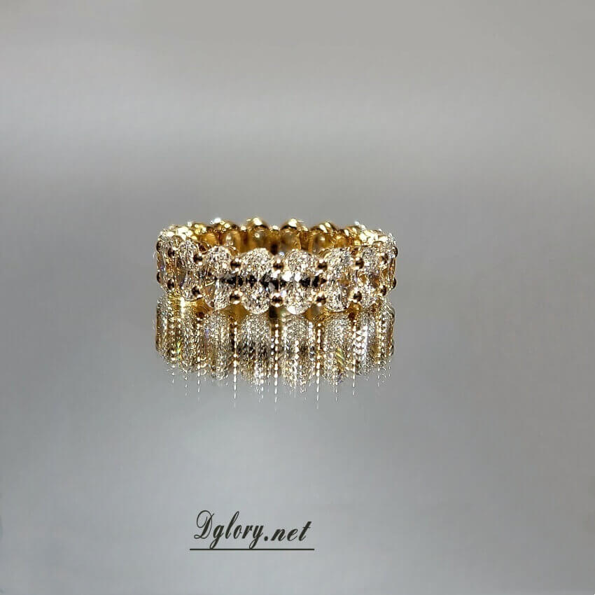 Solid 14K Yellow Gold Lab Oval Diamond 3.5×5.5mm Eternity Band approx 5.5tcw EF VS Lab Grown Created Diamond Band For HerWedding Ring Band
