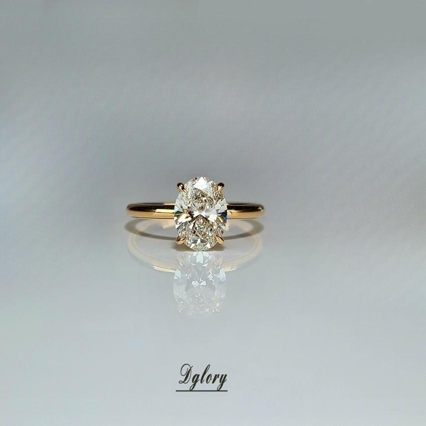 Lab Grown Diamond Ring,14K Gold 1.5 CT, E VVS2, Oval Cut Lab Created Diamond Engagement Ring, IGI Certified, Engagement Ring, Plain Setting (ST 0006)