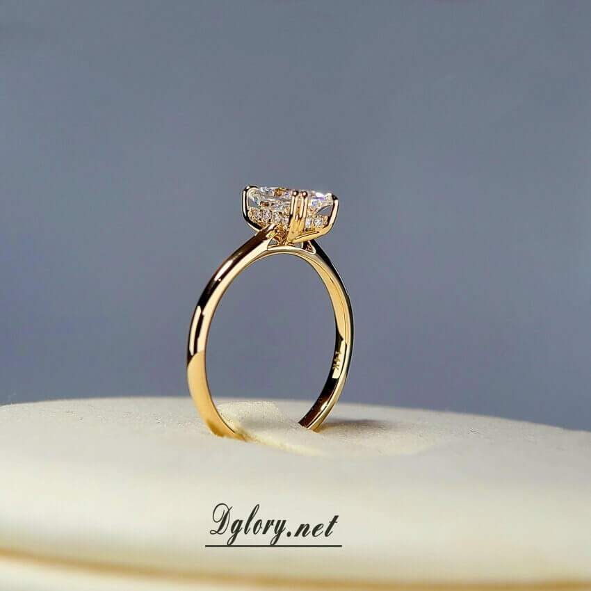 1.5CT Center Radiant Moissanite D VVS1, 14K Gold, Moissanie Radiant Cut, Double Claw, Hidden Halo, Moissanite Engagement Ring, GRA Certified