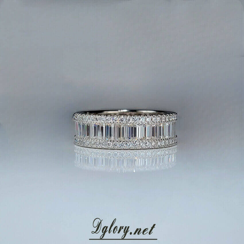 Moissanite Silver-3D Setting,Eternity Mens Ring,S925 Sterling Silver,Eternity Band Rings Jewelry Ring for Men,Gift for Him, Men Wedding Band