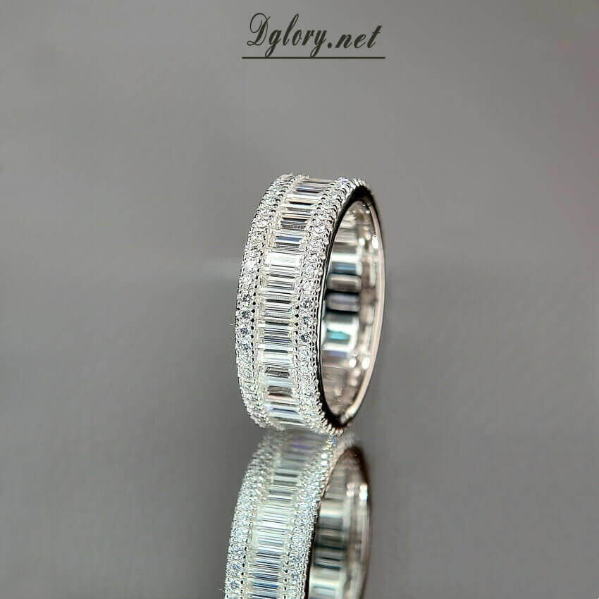 Moissanite Silver-3D Setting,Eternity Mens Ring,S925 Sterling Silver,Eternity Band Rings Jewelry Ring for Men,Gift for Him, Men Wedding Band