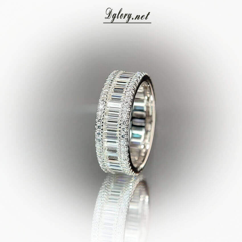 Moissanite Silver-3D Setting,Eternity Mens Ring,S925 Sterling Silver,Eternity Band Rings Jewelry Ring for Men,Gift for Him, Men Wedding Band