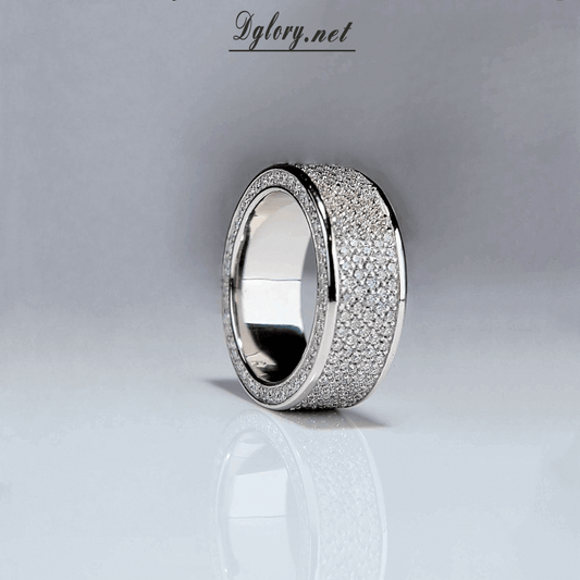 Moissanite Silver-3D Setting,Eternity Mens Ring,S925 Sterling Silver,Eternity Band Rings Jewelry Ring for Men,Gift for Him, Men Wedding Band