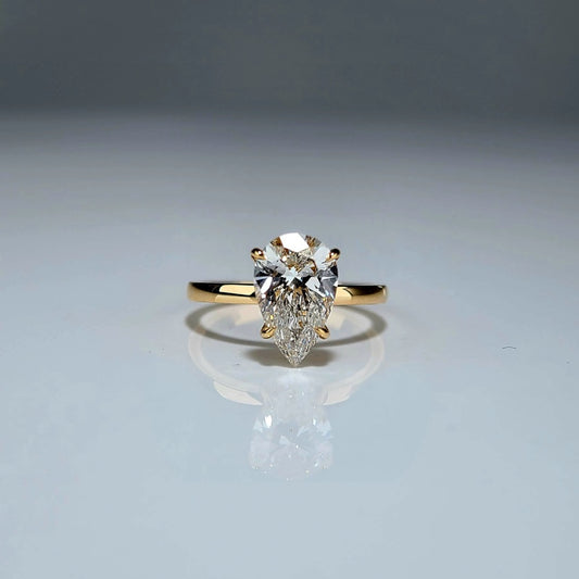 2CT, E VS1, Lab Pear Cut, 14K, Lab Grown Created Diamond Engagement Ring, Water Drop Shape, IGI Certified,Lab Engagement Ring Plain Setting (ST 0021)