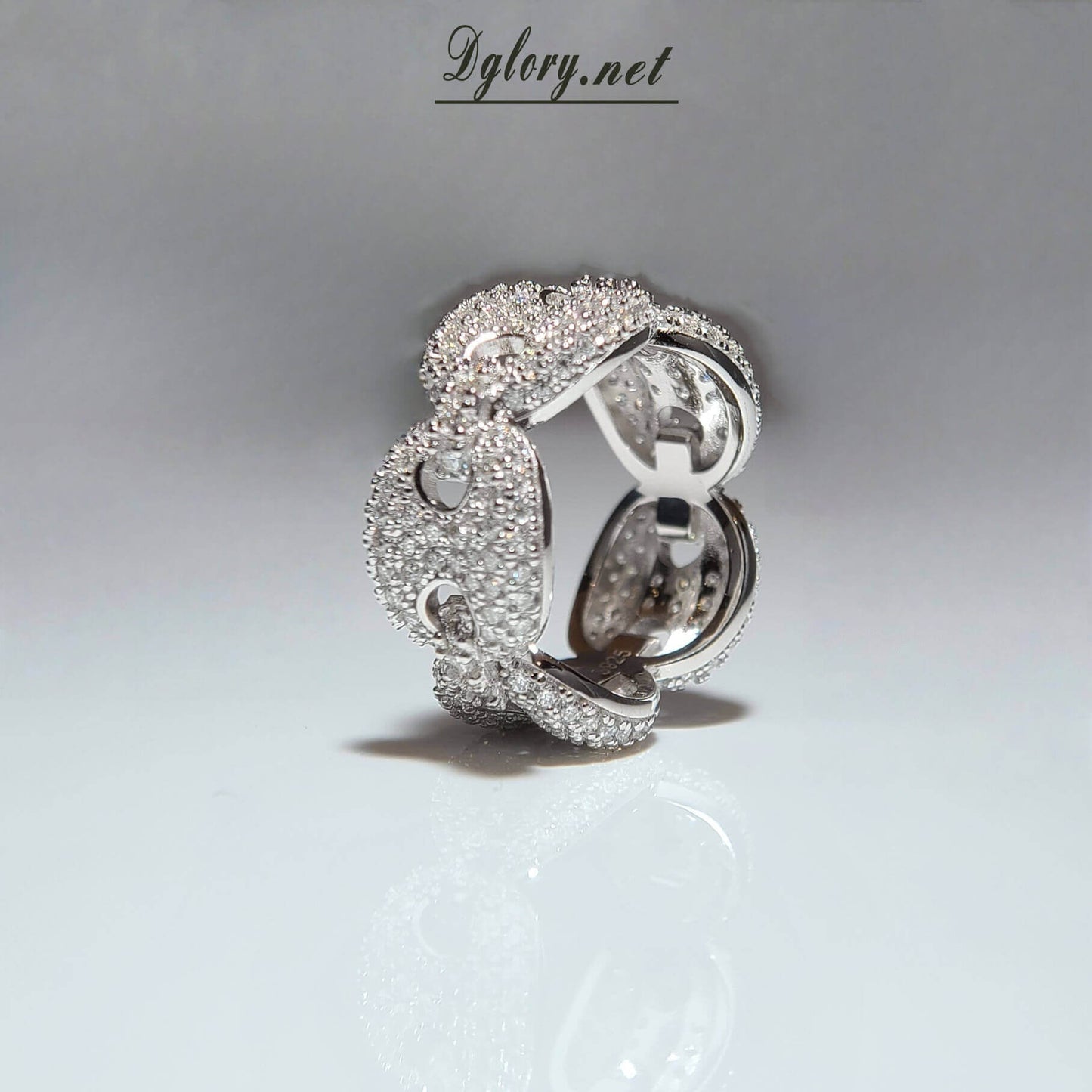 Moissanite Silver Mariner Chain Ring Eternity,S925 Sterling Silver,Rings Jewelry Ring for Men Gift for HimMen Wedding Band Puff Mariner Band