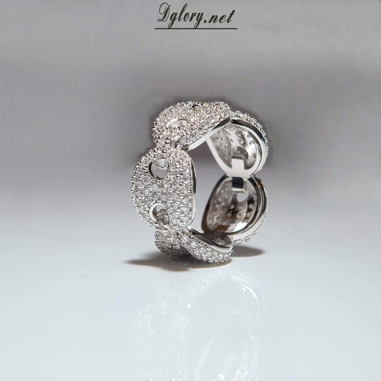 Moissanite Silver Mariner Chain Ring Eternity,S925 Sterling Silver,Rings Jewelry Ring for Men Gift for HimMen Wedding Band Puff Mariner Band