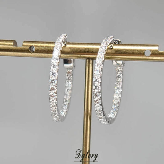 S925 Sterling Silver Loop Earrings, D, VVS1 Moissanite Hoop Earrings Studs Earrings for Women Jewelry Gift For Her Bridesmaid ,GRA Certified