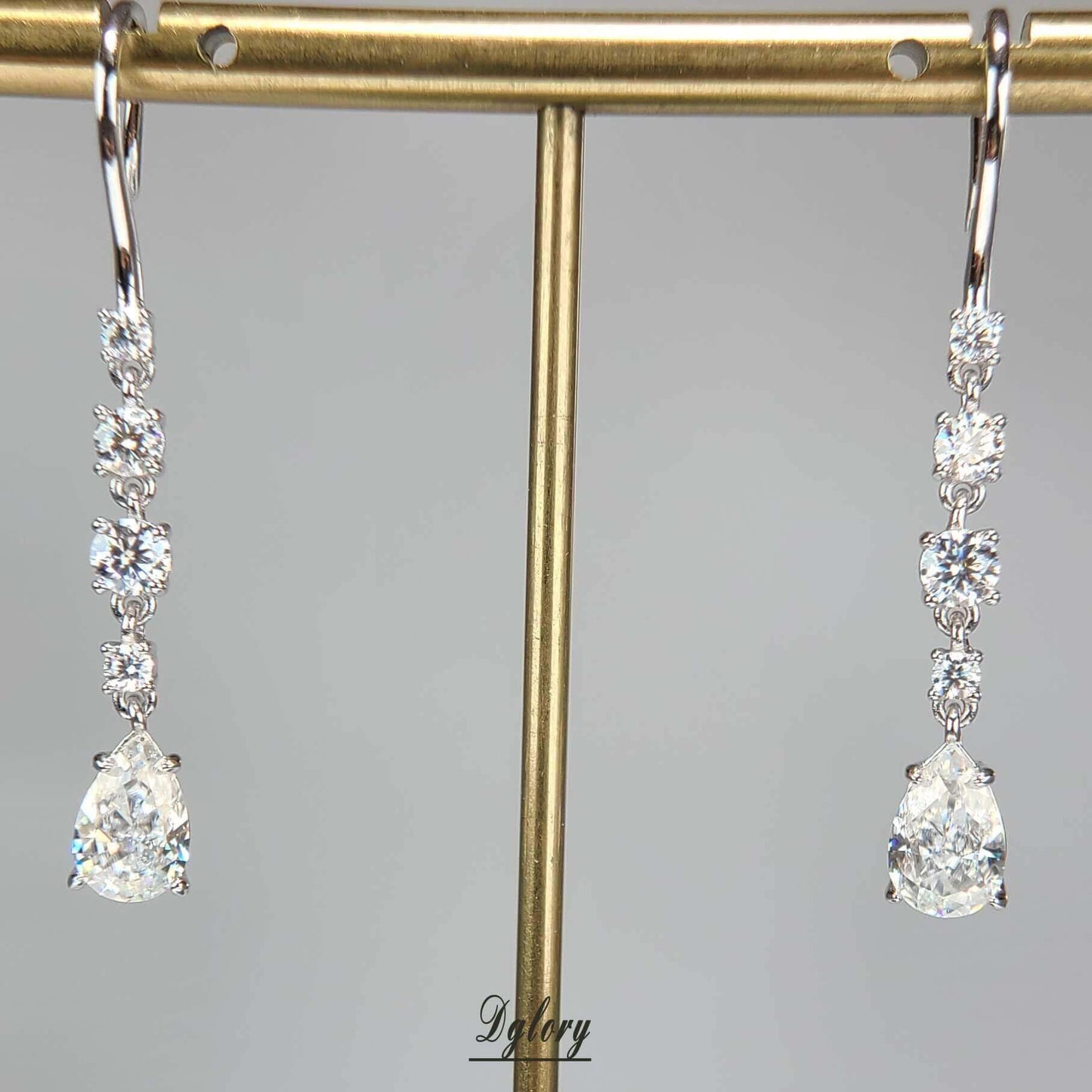Pear 3ct TCW D,VVS1 Moissanite Earring Dangling S925 Sterling Silver Pear Cut Earrings, GRA Dangle Drop Earrings Studs for Women Bridal set