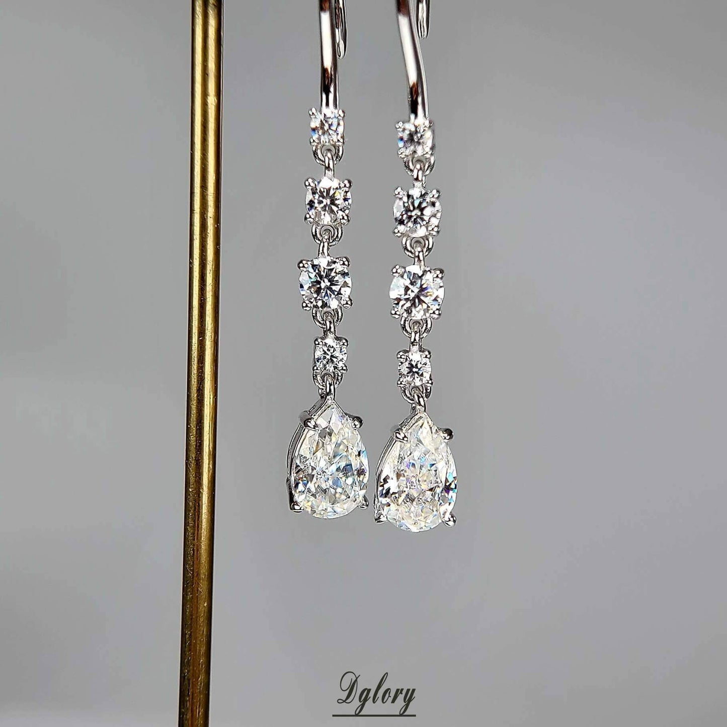 Pear 3ct TCW D,VVS1 Moissanite Earring Dangling S925 Sterling Silver Pear Cut Earrings, GRA Dangle Drop Earrings Studs for Women Bridal set