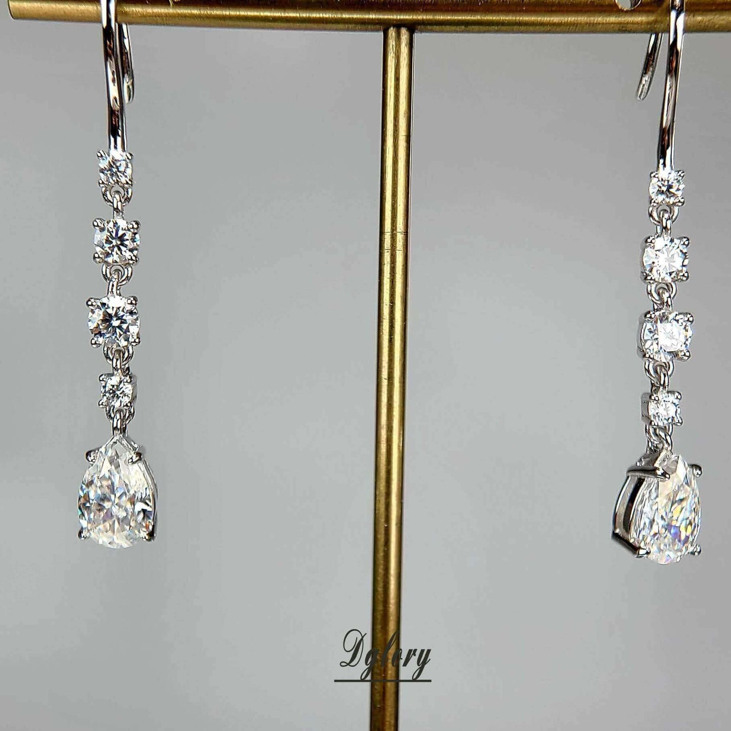 Pear 3ct TCW D,VVS1 Moissanite Earring Dangling S925 Sterling Silver Pear Cut Earrings, GRA Dangle Drop Earrings Studs for Women Bridal set
