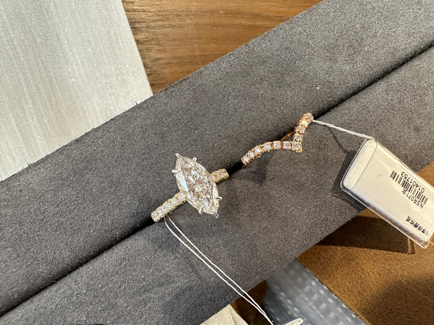 Te 50% Deposit Link for ring set two ring TIKTOK LIVESTREAM 18K Gold Lab Marquise Diamond Ring 3ct 0.285tcw E VS IGI certificate