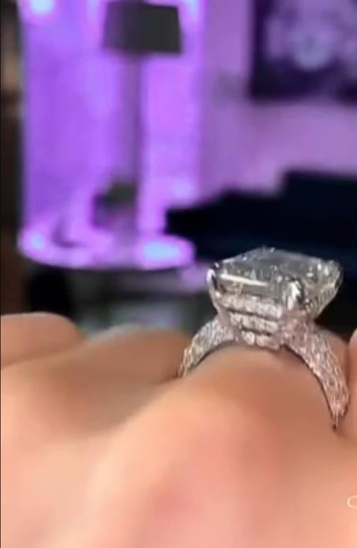 A 50% Deposit link TIKTOK LIVESTREAM 18k solid white gold 10ct Radiant cut Hidden halo paved band as picture D VVS1 Clarity