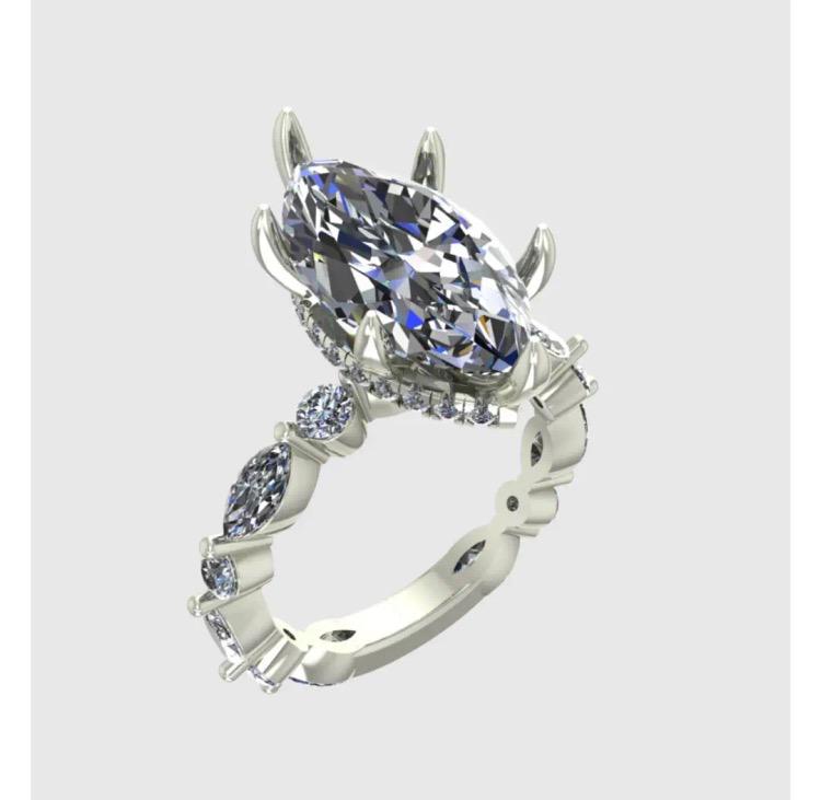 SHA 50% deposit link Tiktok livestream 14K YELLOW gold 5ct lab marquise size 7 paved band with round and marquise rotated hidden halo