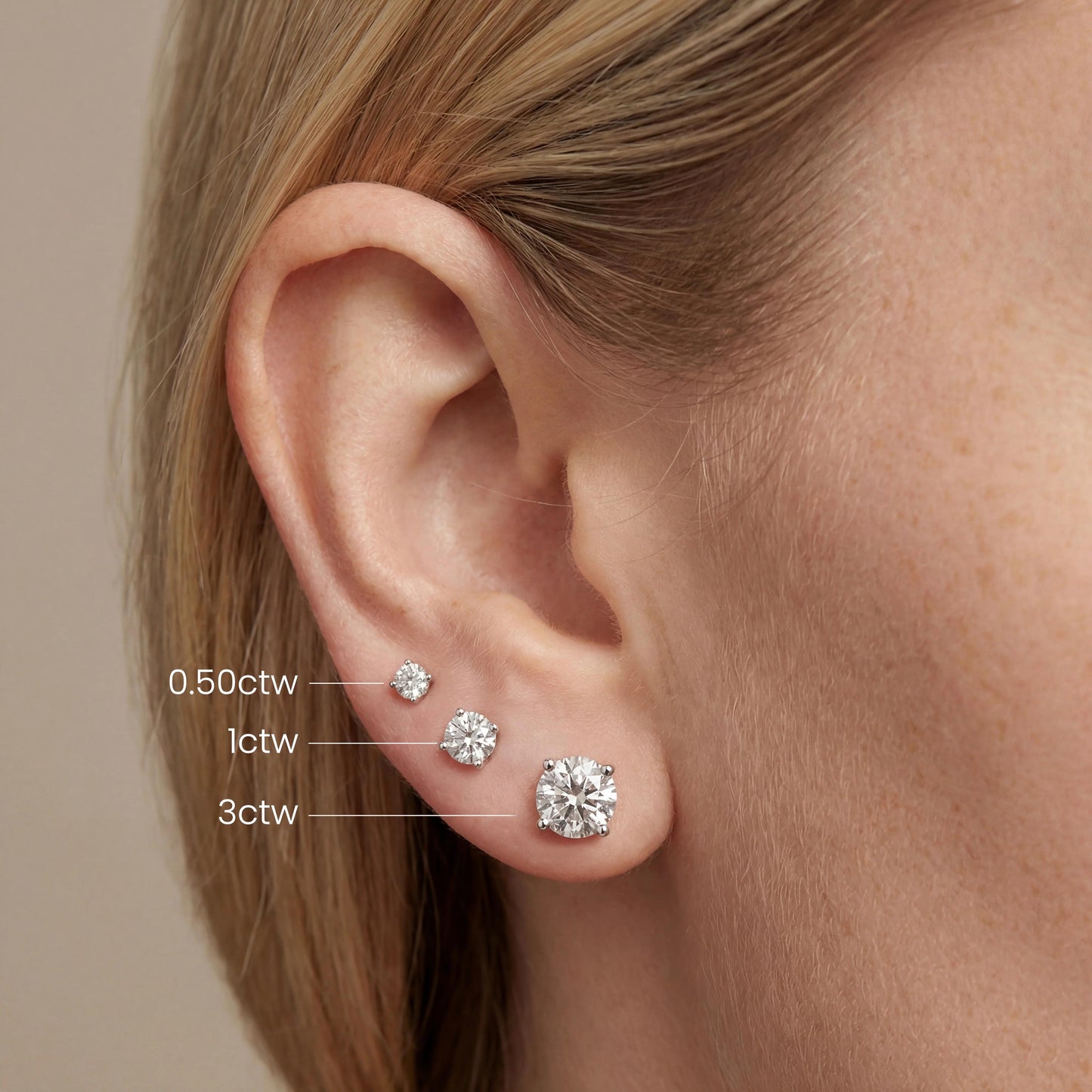 MW 14K white gold total 6carats each 3carat F VVS2 with IGI certificate EARRINGS Martini setting screw back