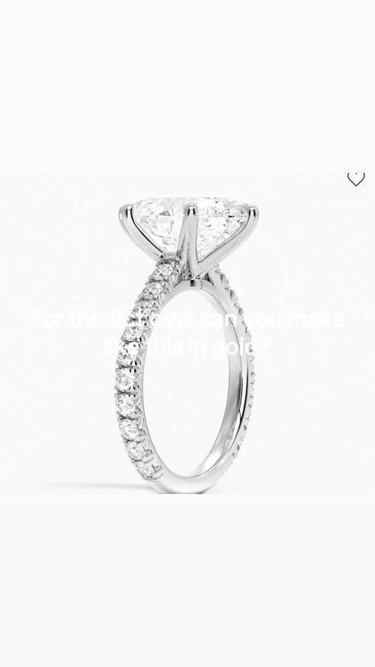 LUV 3-3 link TIKTOK LIVESTREAM 14k yellwo gold ring 8ct oval cut 6 prongs with a matching band 14K all yellow gold plain band size 7