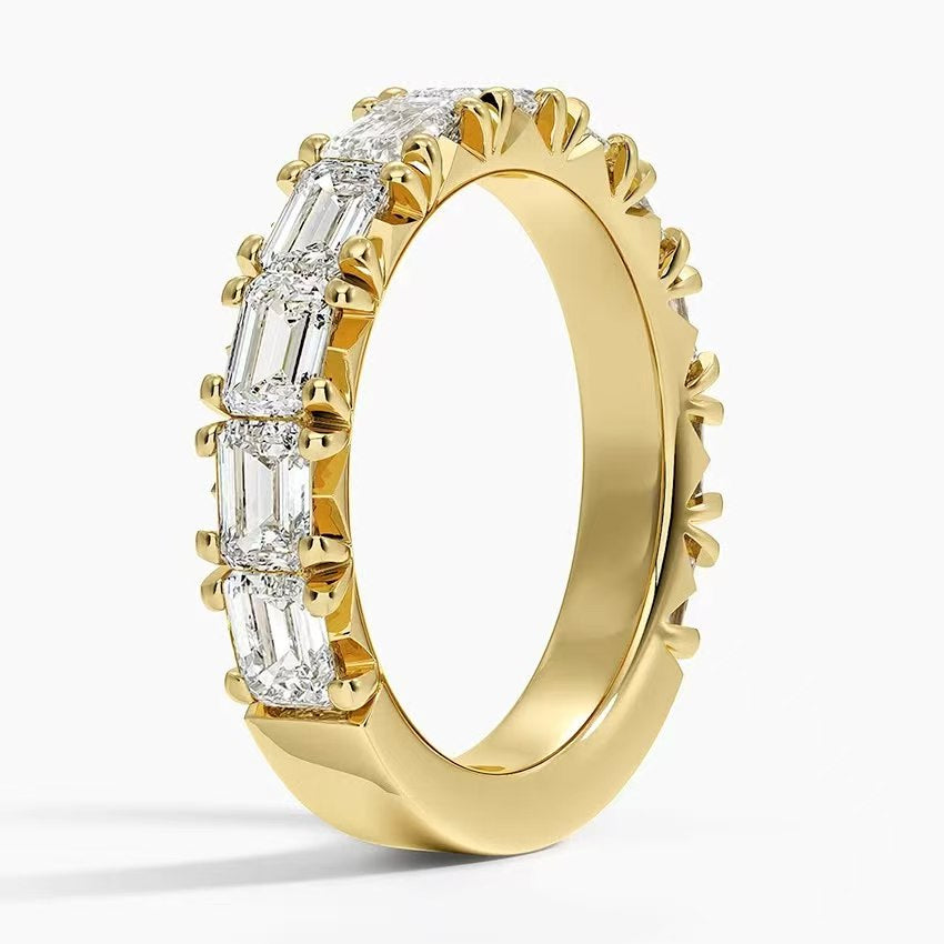 Bri TIKTOK LIVESTREAM Rosie 14K gold plain band not rope band east west baguette band 0.25ct each piece lab diamond size 6.5