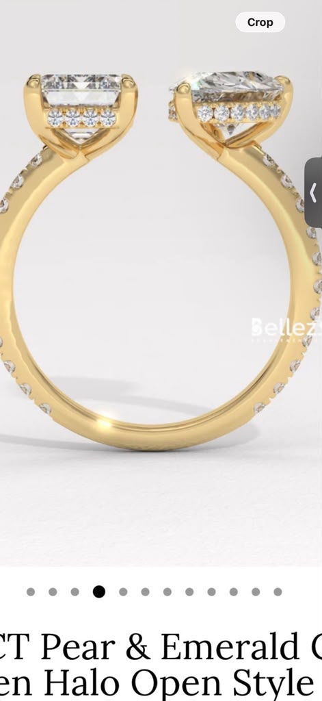 Mel TIKTIOK LIVESTREAM 2-1 link 14k Yellow gold toi et moi ring each piece 1ct , 1ct pink radiant 1ct clear pear size 4.25