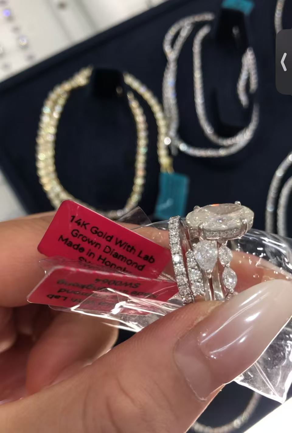 BRI TIKTOK LIVESTREAM 2-1 LINK , 3 ring-set solid 14K White Gold hidden halo 3CT,E VS1, Oval Cut bubble band Lab Diamond ring IGI Certified, with 2 matching bands size