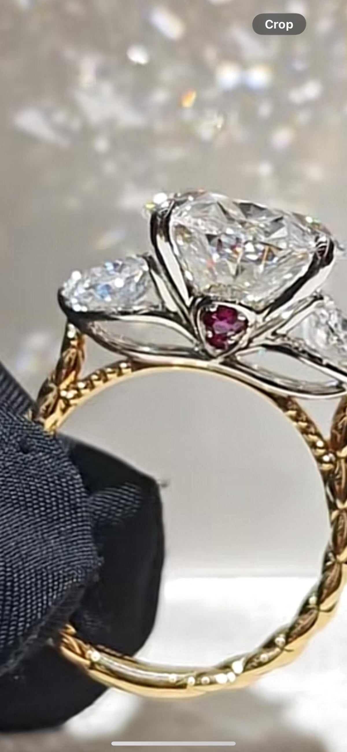 User 58 Rosie 1st deposit for 14K yellow gold 2-tone with ruby cener stone 6ct oval side two pieces oval1.4-1.6ct rope band size 7 same as picture size 6.5