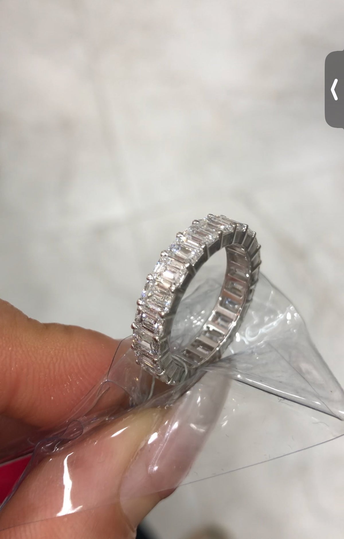 SAB TIKTIOK LIVESTREAM 2-2 link solid 14K White gold emerald cut eternitu band lab diamond size 6 (Copy)