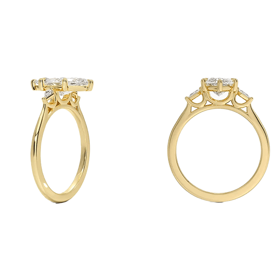 Marquise Cut Shape 2ct E VVS2  Three Stone Six-Prong Side Lab diamond Kite Shape Engagement Ring (MAR 8119)