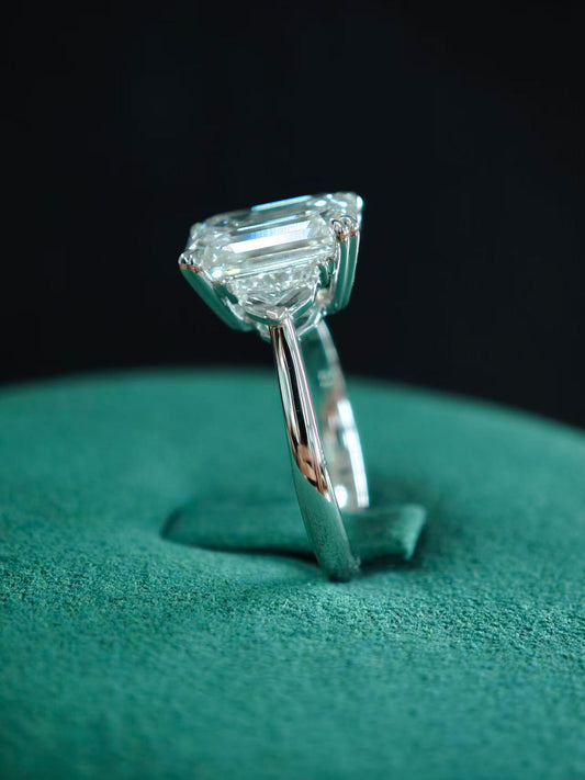 14K 3ct Lab Emerald Cut Diamond Engagement Ring: E VVS2  (EMX5120)